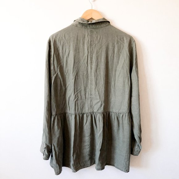 American Eagle Army Green Babydoll Peplum Top XL - Picture 5 of 7